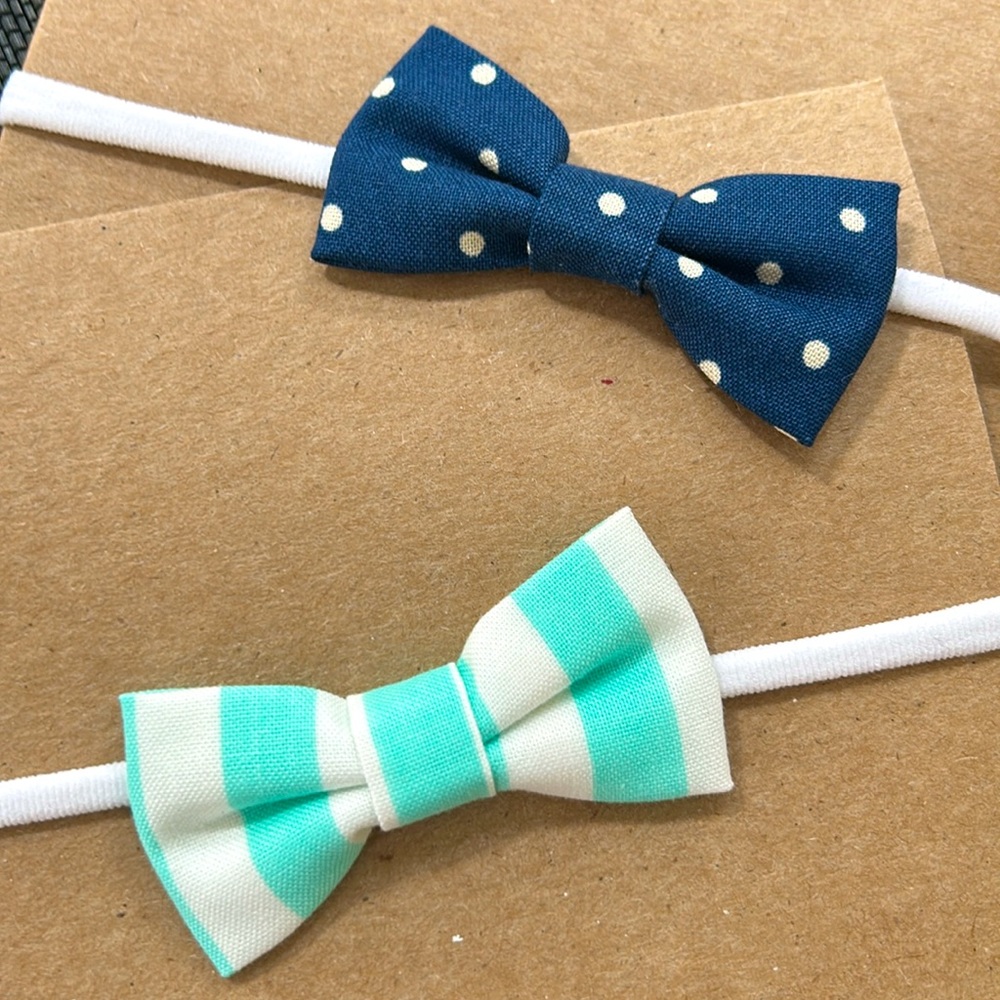 NWT Bumbelou 2 Baby Head Bands, blue and green handmade,
